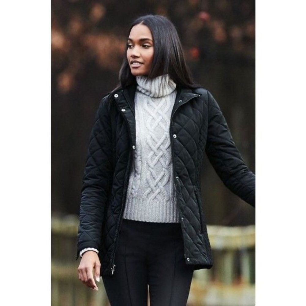 Lands End PrimaLoft Black Quilted Parka Jacket